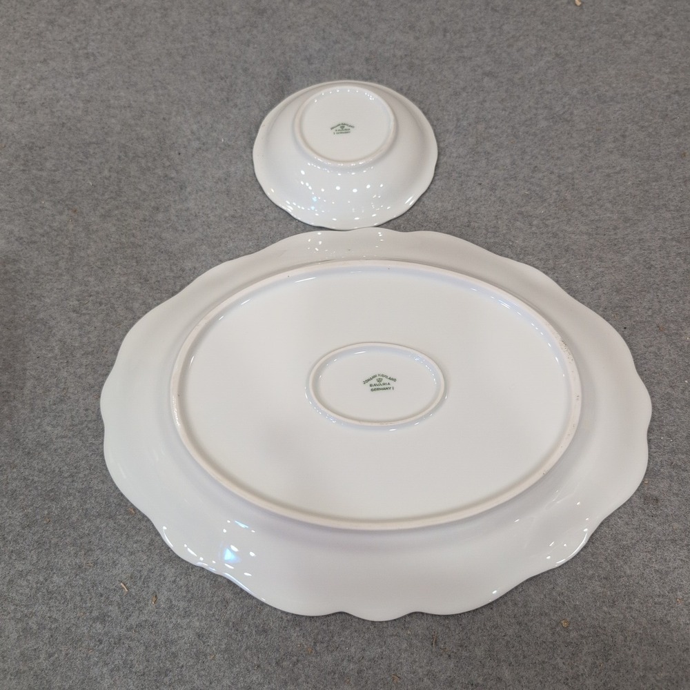 Johann Haviland Blue Garland Oval Platter and Small Bowl Set Bavaria Germany - Picture 7 of 7